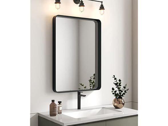 OKPAL Modern Black Frame Bathroom Mirror