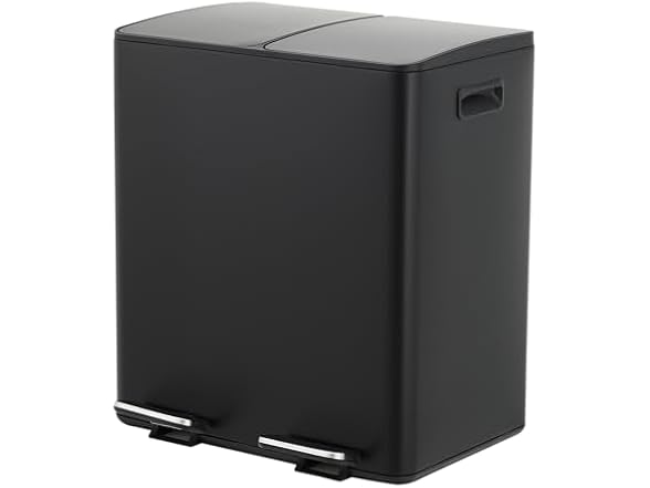 MOVECOM 2 x 5.3 Gal Dual Compartment Stainless Steel Kitchen Trash Can