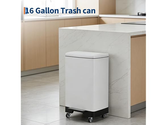 OUTLANE Large 60L Stainless Steel Kitchen Trash Can 