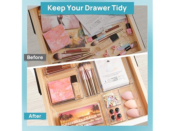 Vtopmart Clear 25 PCS Plastic Drawer Organizer