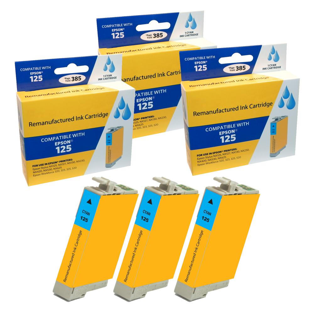 Compatible Epson 125 Cyan Ink Cartridge (3 Pack) - Gallery 2