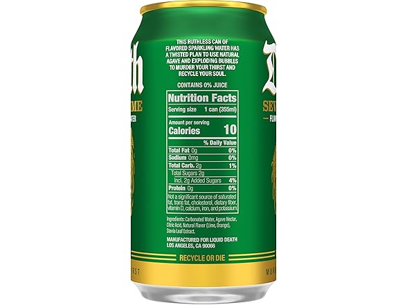12PK Liquid Death Soda-Flavored Sparkling Water- Lime