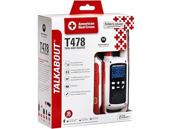 (NEW) 2-PACK Motorola T478 Talkabout 2-Way Radio, 35-Mile