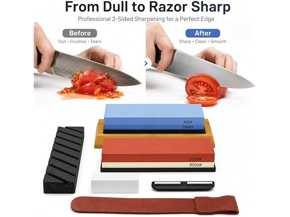 Knife Sharpening Stone Set, 400/1000