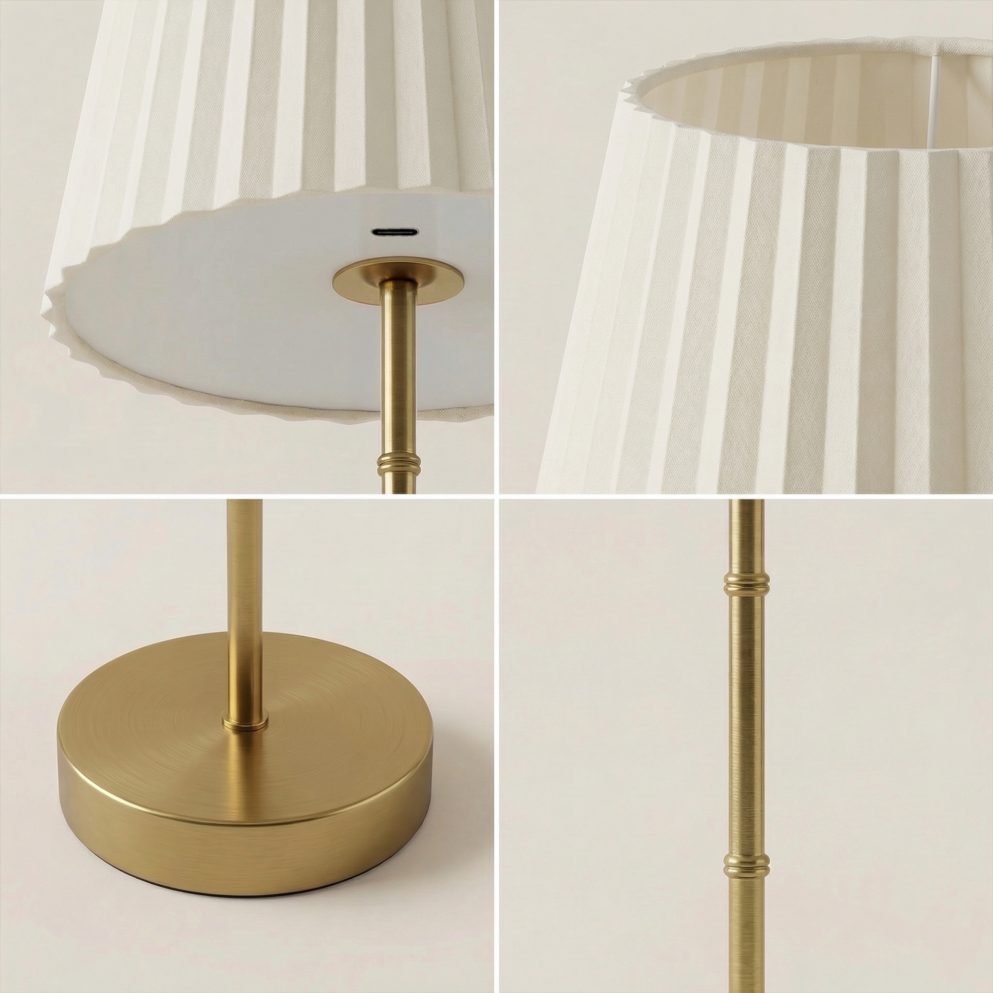 Bamboo Stem Pleated Shade Cream Lamp - Gallery 17
