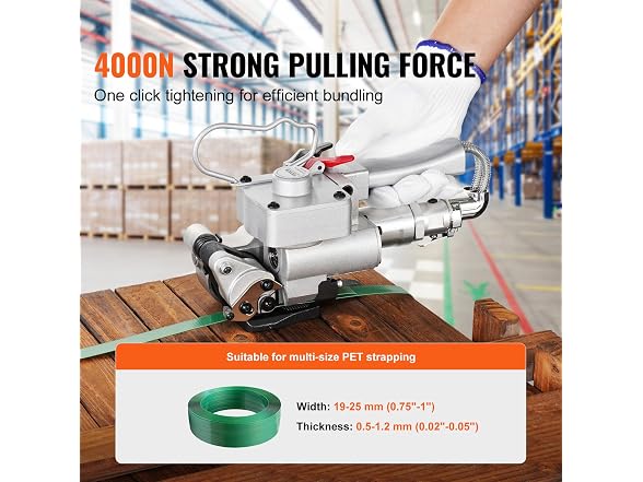 Pneumatic Strapping Tool, for 3/4"-1" Width PET