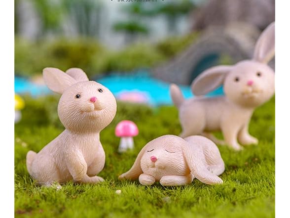 Bombom Tree 7 Pcs Cute Miniature Rabbit Figure 