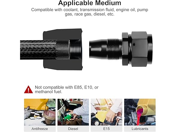 VehiMata 4AN Fuel Line Hose 10ft Black