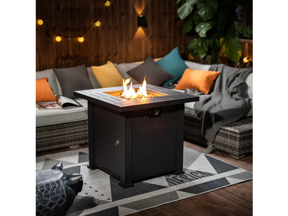 28" Sq 50k BTU Steel Fire Table – Black