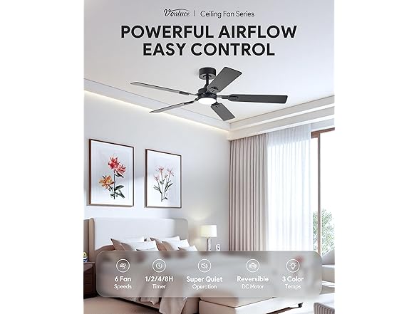VONLUCE 52" Ceiling Fan with 5 Blades