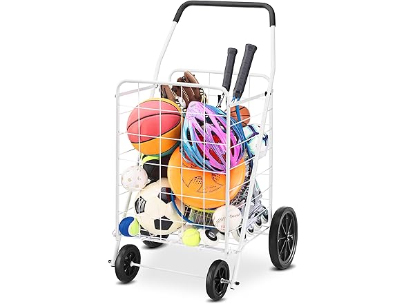 Whitmor Deluxe Utility Foldable Shopping Cart w Wheels