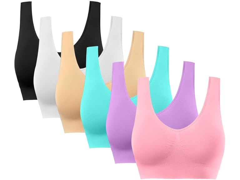 6 Pack Sports Bras With Removable Pads