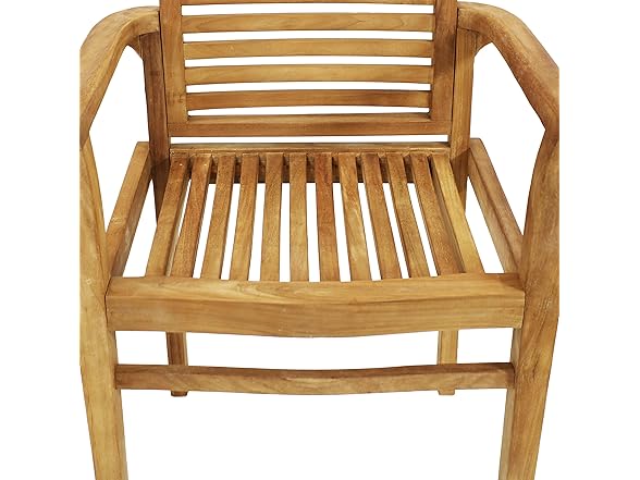 Sunnydaze Decor JVA-353 Teak Slat Patio Chair Light Br