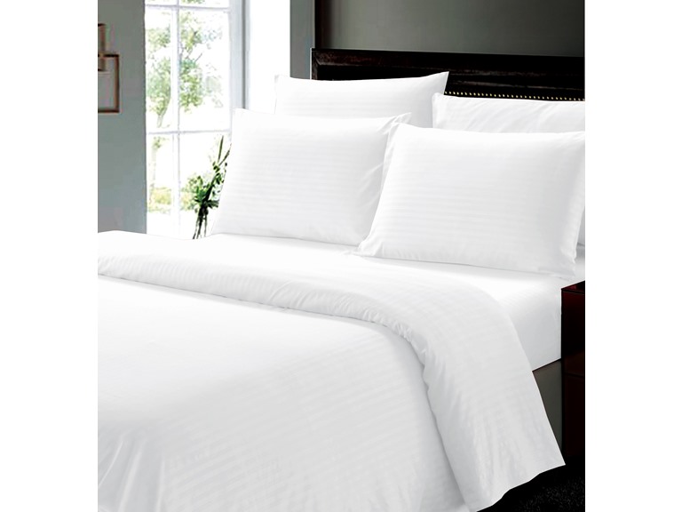 Noble House NH-6 Pcs Dobby Stripe Sheet Set - QN-White Qu