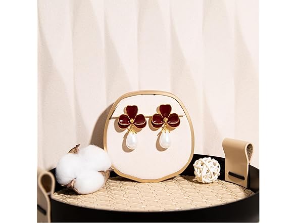 Flower Teardrop Pearl Dangle Earrings