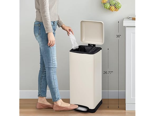 Takywep 8 Gal/30 l Kitchen Trash Can Beige