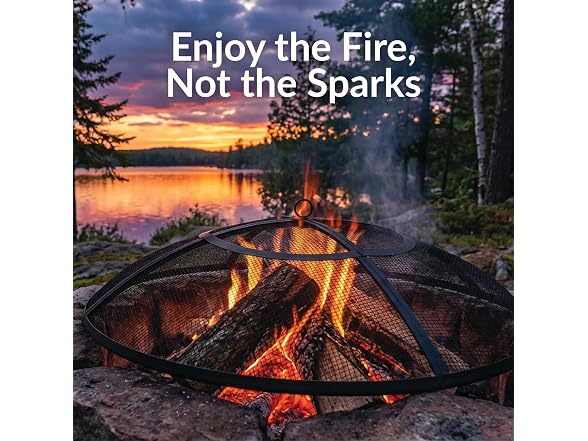 Sunnydaze 24" Round Fire Pit Spark Screen Cover