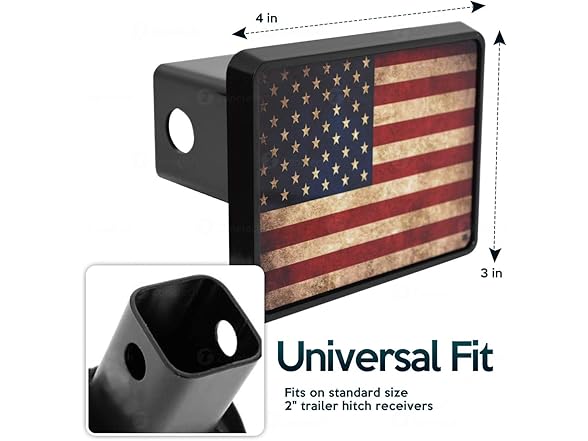 Zone Tech GA0083 SA American Flag Logo Hitch Cover Flag