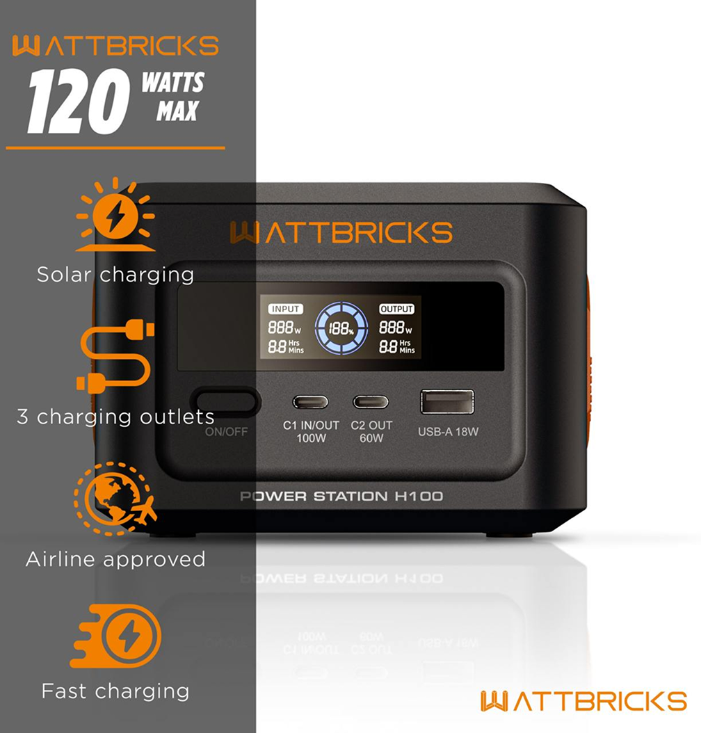 Wattbricks Energy 120-Watt Peak, 99.2Whr Power Station - Gallery 10