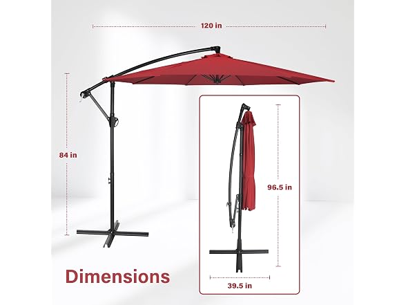 YSSOA 10ft Cantilever Patio Umbrella, Offset Hanging Outdoor