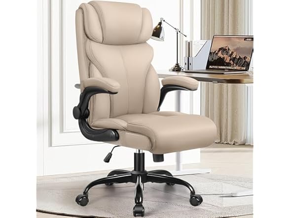 HeroSet Office Chair, Ergonomic Big and Tall Computer Desk Chairs, Executive Breathable Leather Chair with Adjustable High Back Flip-up Armrests, Lumbar Support Swivel PC Chairs with Rocking Function (Open Box)