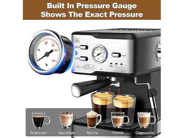 Espresso Machine 20 Bar 1.5L 950W SS