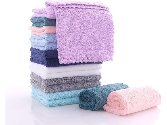 16 Pack Coral Fleece Baby Washcloths