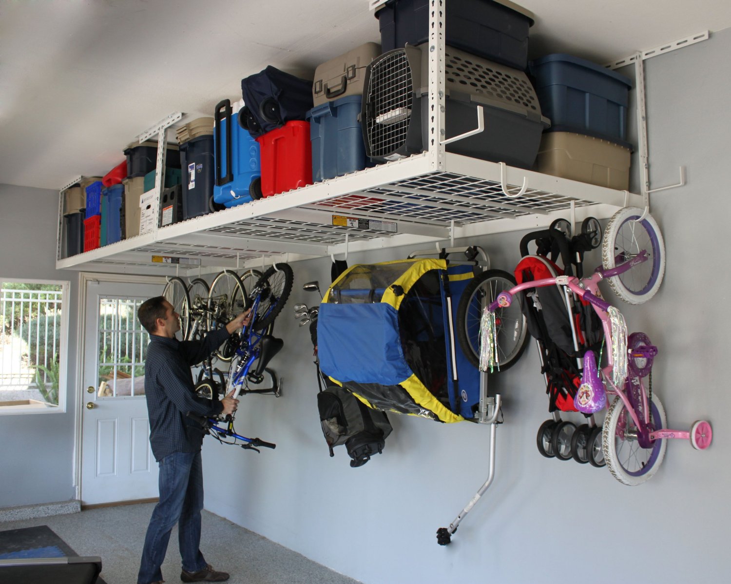 SafeRacks 4x8 Overhead Garage Storage Rack White - Gallery 4
