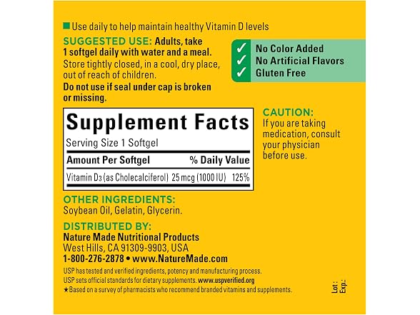 (4-Pack) Nature Made Vitamin D3