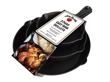 $29.99, Was $59.99, 50% Off! Jim Beam Cast Iron Skillets (Set of 3) dealfomo