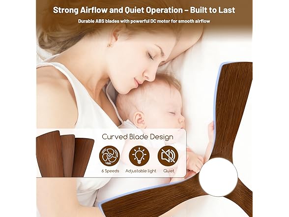 AMZATYI 42 Inch Smart Outdoor Ceiling Fan, Brown