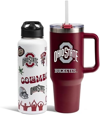 Memory Company NCAA Water Bottle and Tumbler with Straw Set