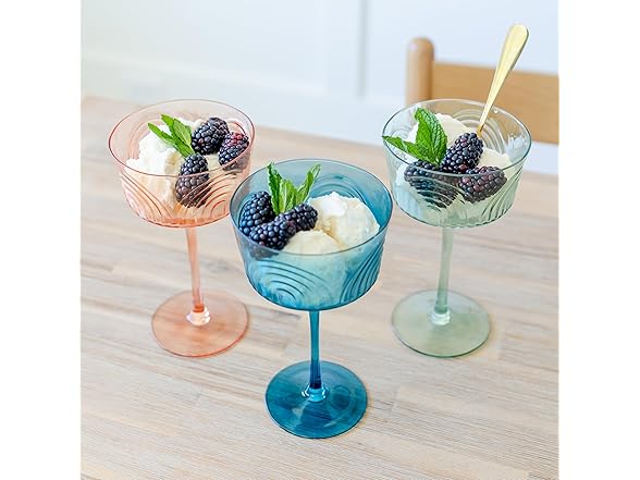 Handmade Colorful Coupe Glasses Set of 6