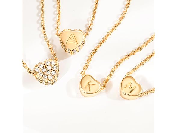 Tiny Gold Initial Heart Necklace (O)