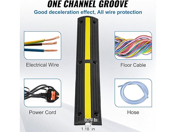 3.28 ft Cable Protector Ramp, 4 Pack of
