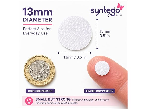 Syntego 210 x 13mm / 0.51" White Hook Fasteners