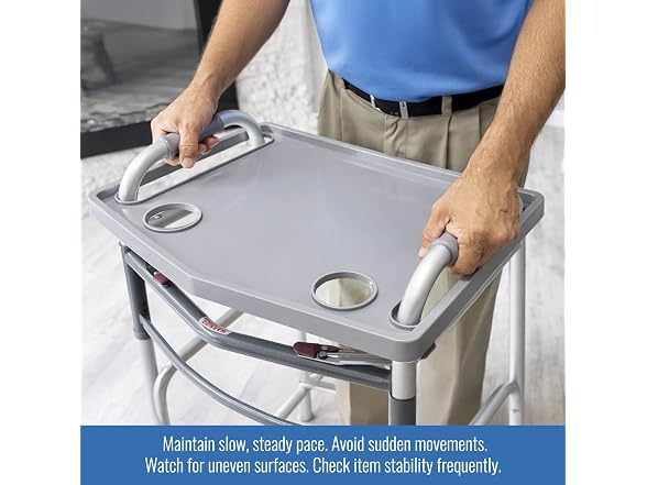 DMI Walker Tray with Cup Holders Gray