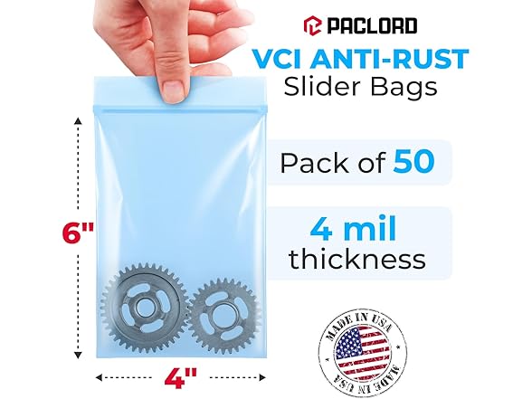 VCI Reclosable Poly Bags 4" x 6", Pack of 50