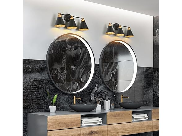 3 Light Vanity Light Black Gold