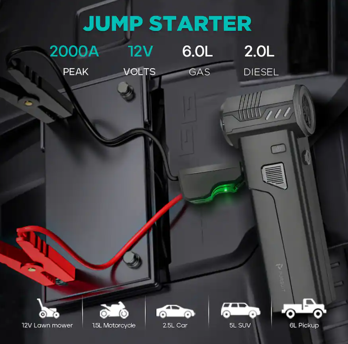 Pursuit R55 5-in-1 Jump Starter, Inflator, Booster - Gallery 12