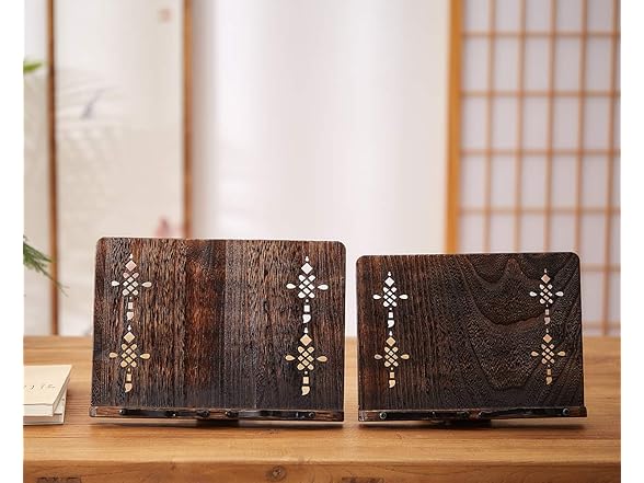 Foldable Wooden Book Stand with Clips