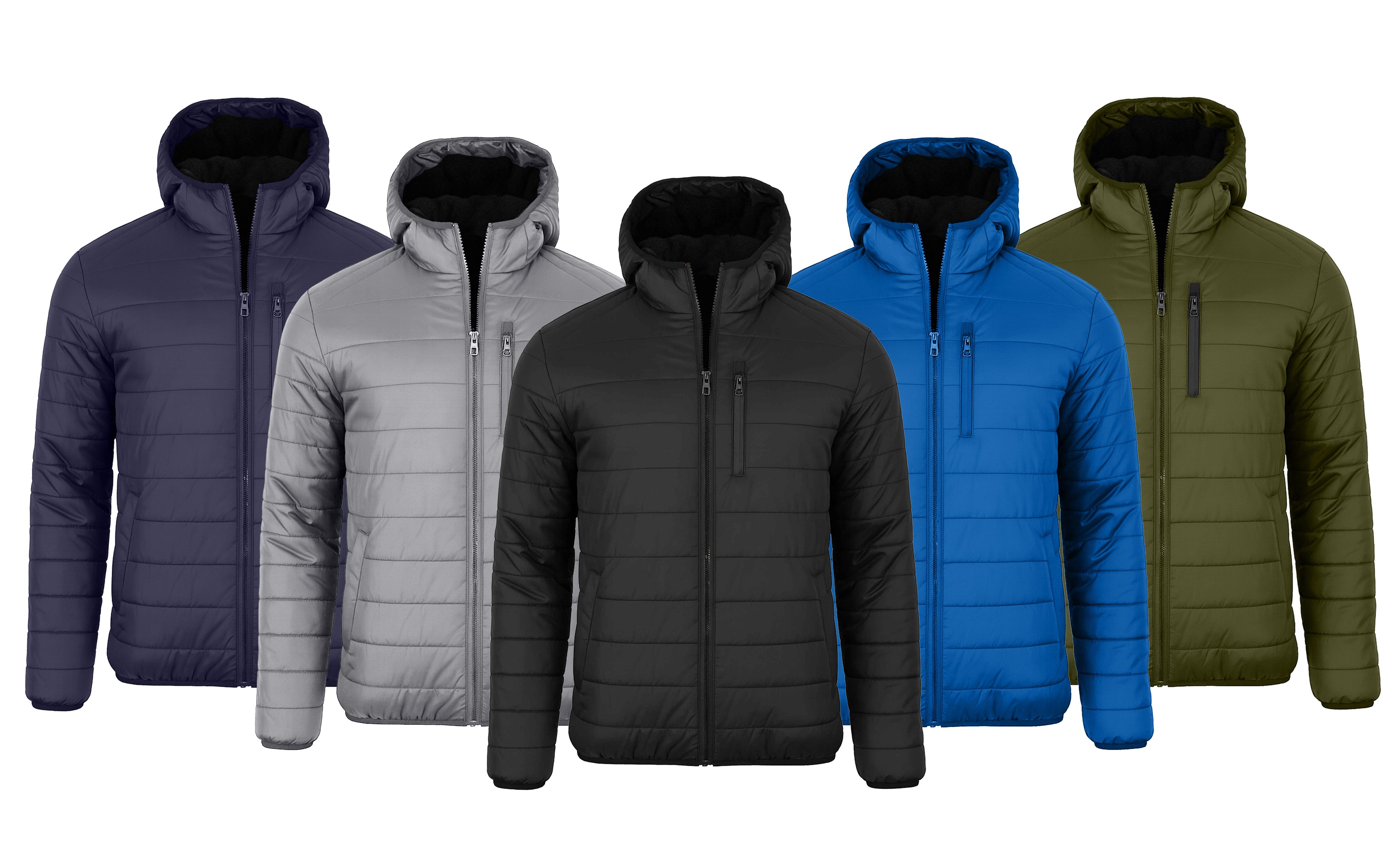 Mens Sherpa Fleece-Lined Hooded Puffer Jacket - Gallery 19