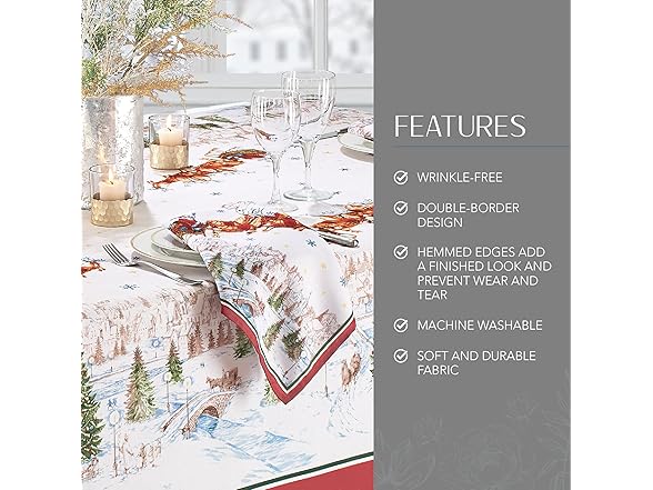 Elrene Home Fashions Santa Sleighride Tablecloth