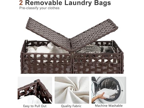 130L Foldable Laundry Hamper with Lid - Handwoven Rattan