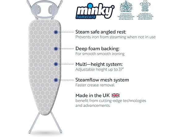 Minky 4-Leg Ironing Board 43x14 Grey
