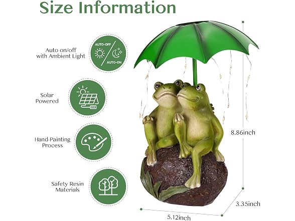 Paxato Solar Garden Statues Decor Frogs