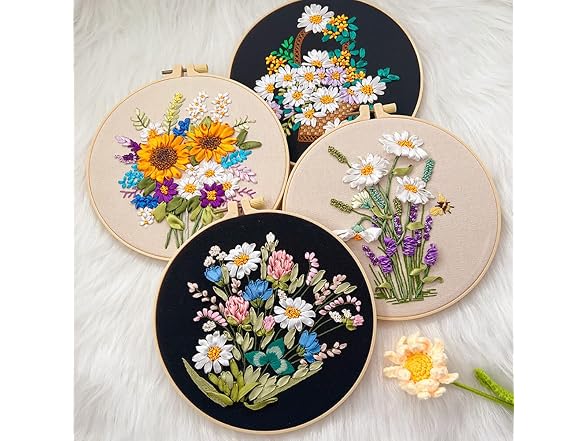 PHEZEN Ribbon Embroidery Stitch Practice Kit, Embroidery Kit