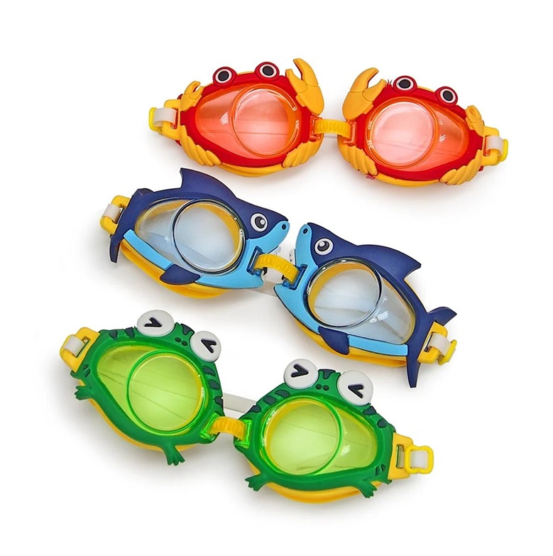 Kids Swim Goggles 3PK Crab Frog & Shark - Gallery 5