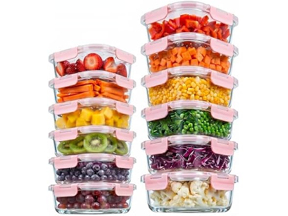 Konokyo Square Glass Containers, Meal Prep, 12 Pack