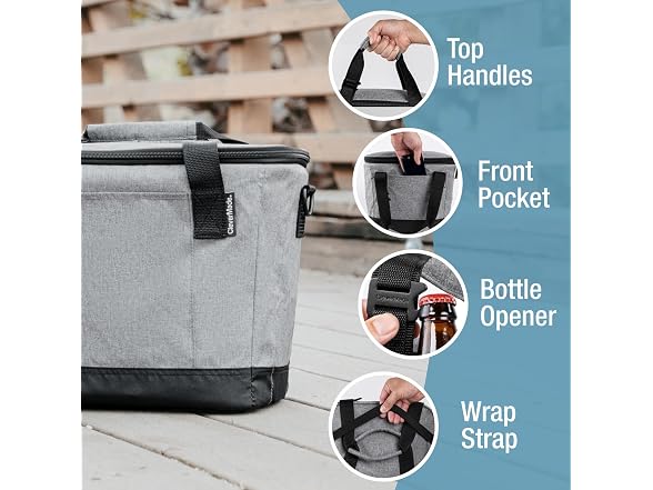CleverMade Tahoe Collapsible Cooler Bag – Med, Gray Blk